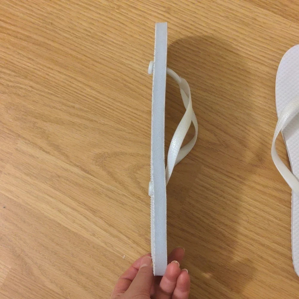 White/Light Gray Flip Flops - Picture 6 of 8